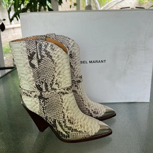 Isabel Marant Python Embossed Western Boots - Picture 4 of 14